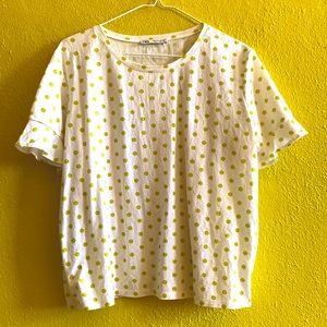 Zara Yellow Polka Dot Top